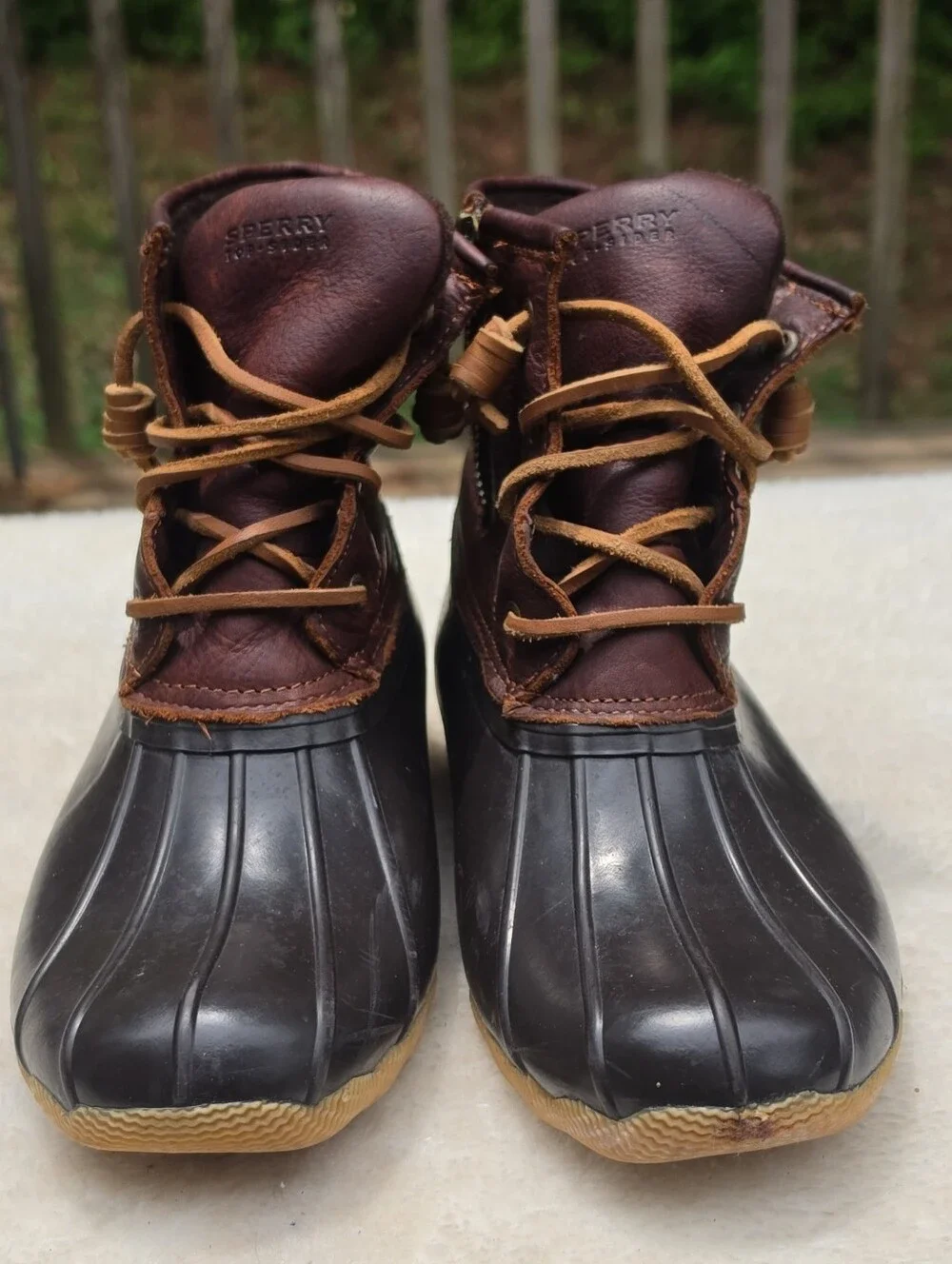 Sperry Top-Sider Duck Boots Women's 8.5 Brown Leather Waterproof Rain Boots